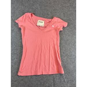 Abercrombie & Fitch T-Shirt Girls Youth Large Pink V-Neck Summer Minimalist Y2K
